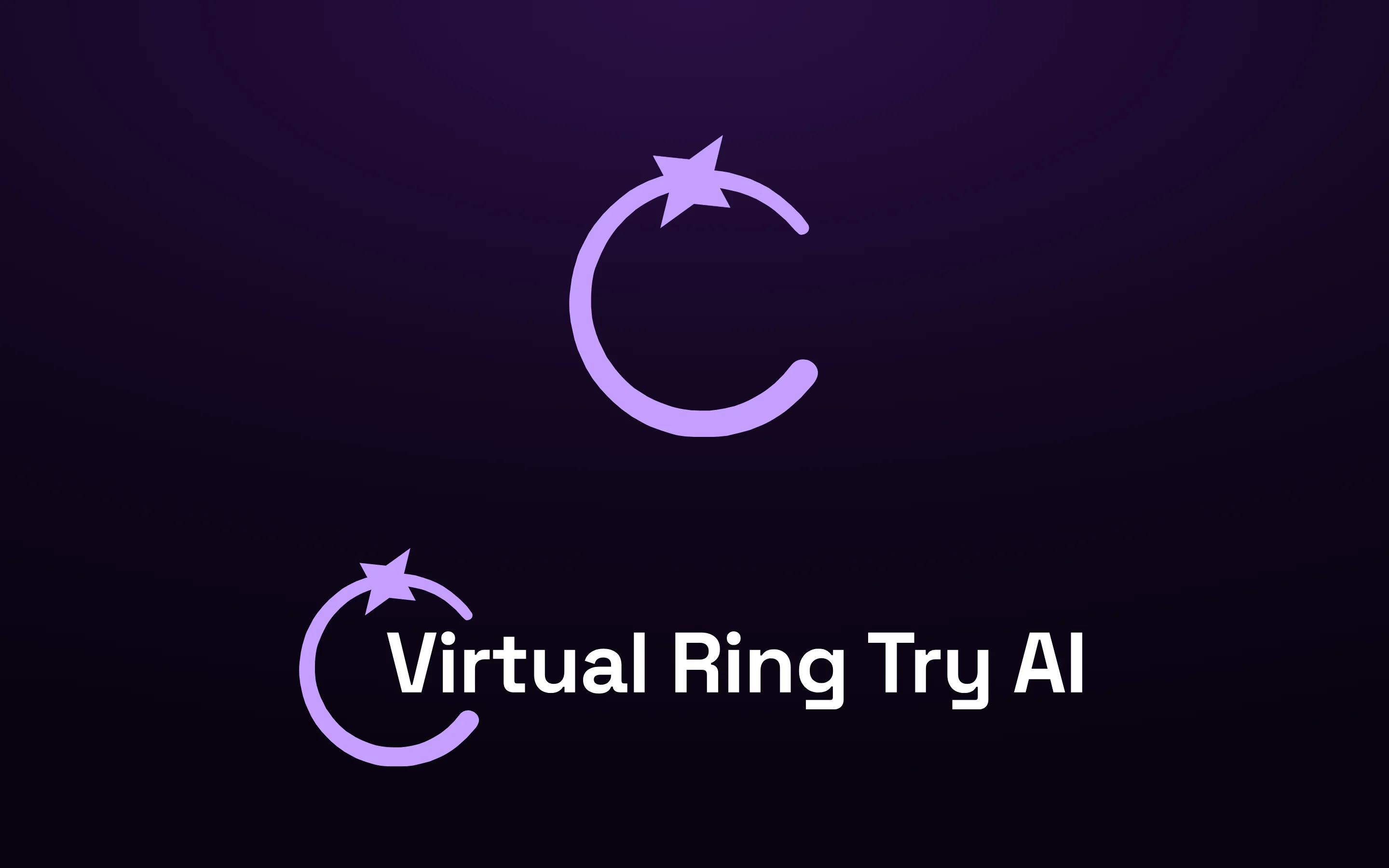 The Virtual Ring Try AI logo: an open lilac ring with a star where the stone sits, shown as an icon and with the wordmark