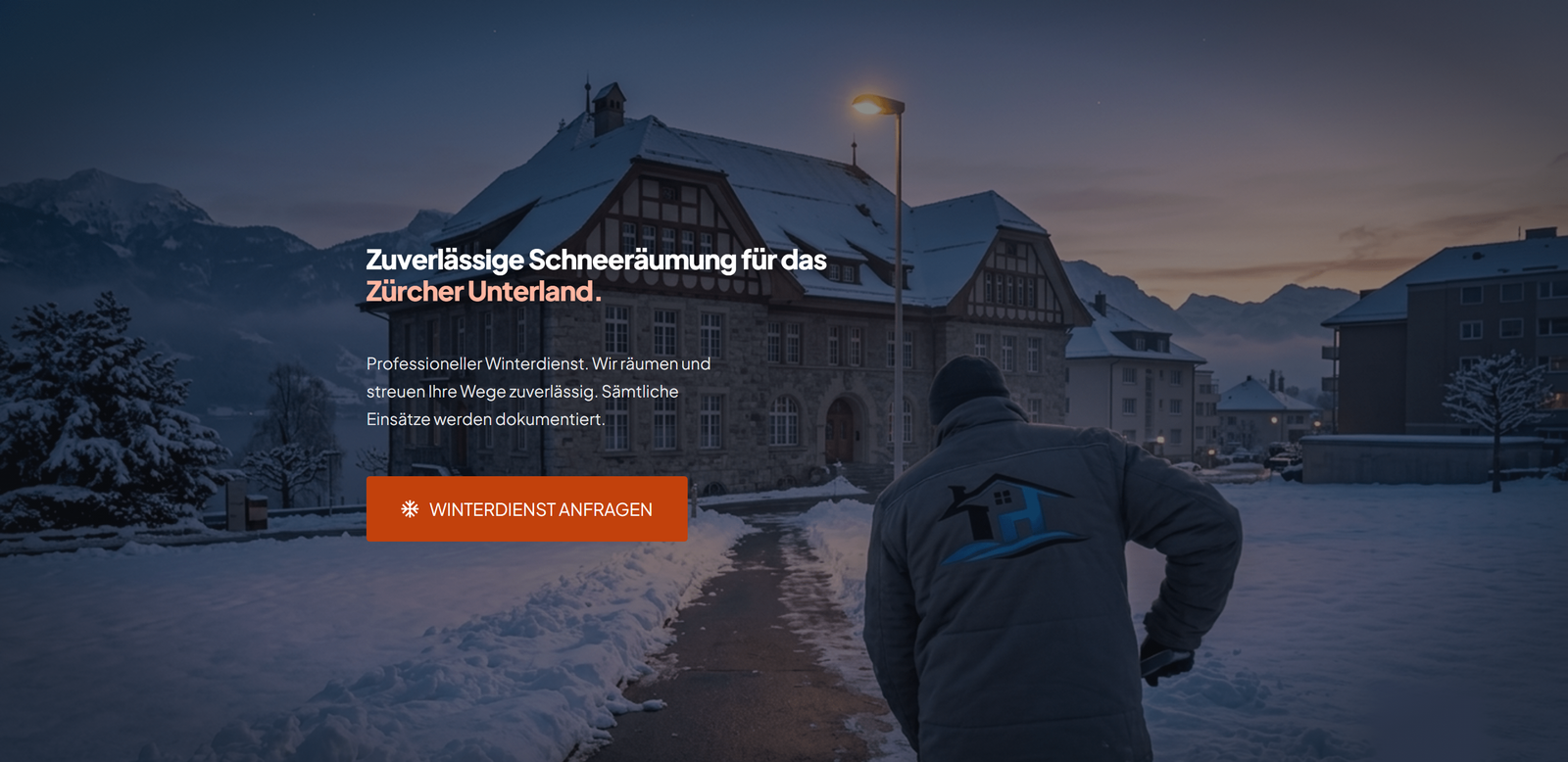 The dedicated Winterdienst landing page, built around the Swiss snow clearing duty